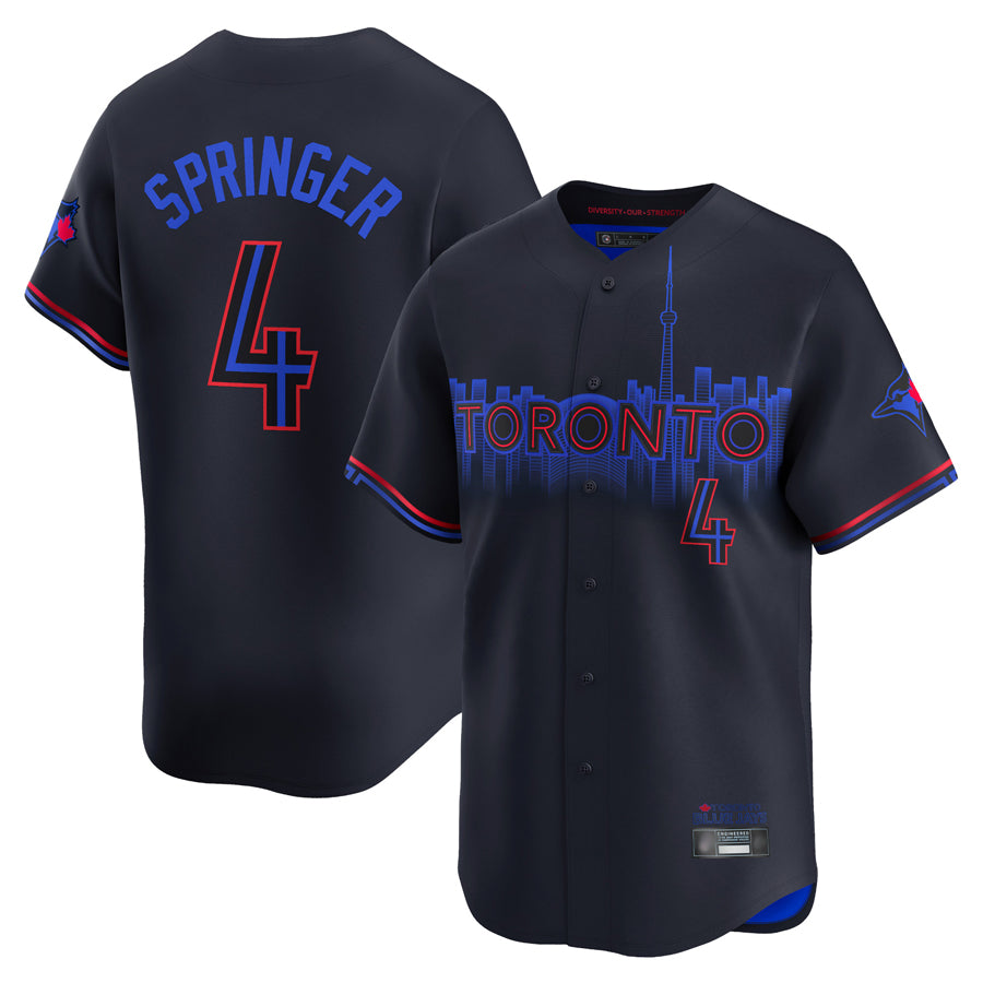 T.Blue Jays #4 George Springer Player Black City Connect Limited Stitched Jerseys