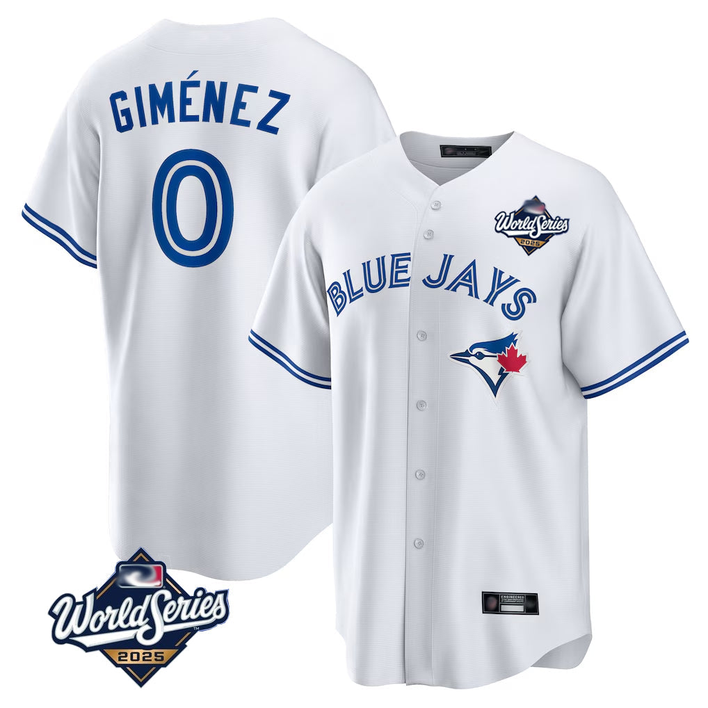 T.Blue Jays #0 Andres Gimenez Player White 2025 World Series Game Stitched Jerseys