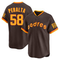 S.Diego Padres #58 Wandy Peralta Player Brown Home Cooperstown Collection Replica Game Stitched Jerseys