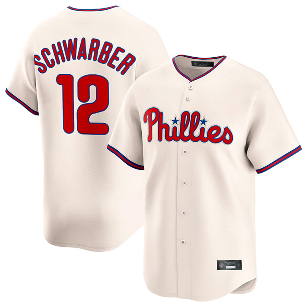 P.Phillies #12 Kyle Schwarber Player Cream Home Limited Stitched Jerseys