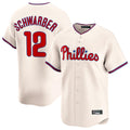 P.Phillies #12 Kyle Schwarber Player Cream Home Limited Stitched Jerseys