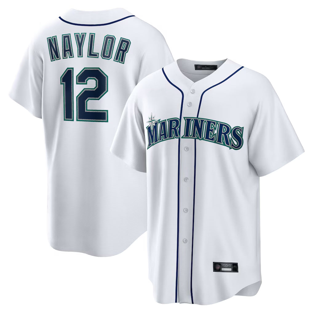 S.Mariners #12 Josh Naylor Player White Home Game Stitched Jerseys