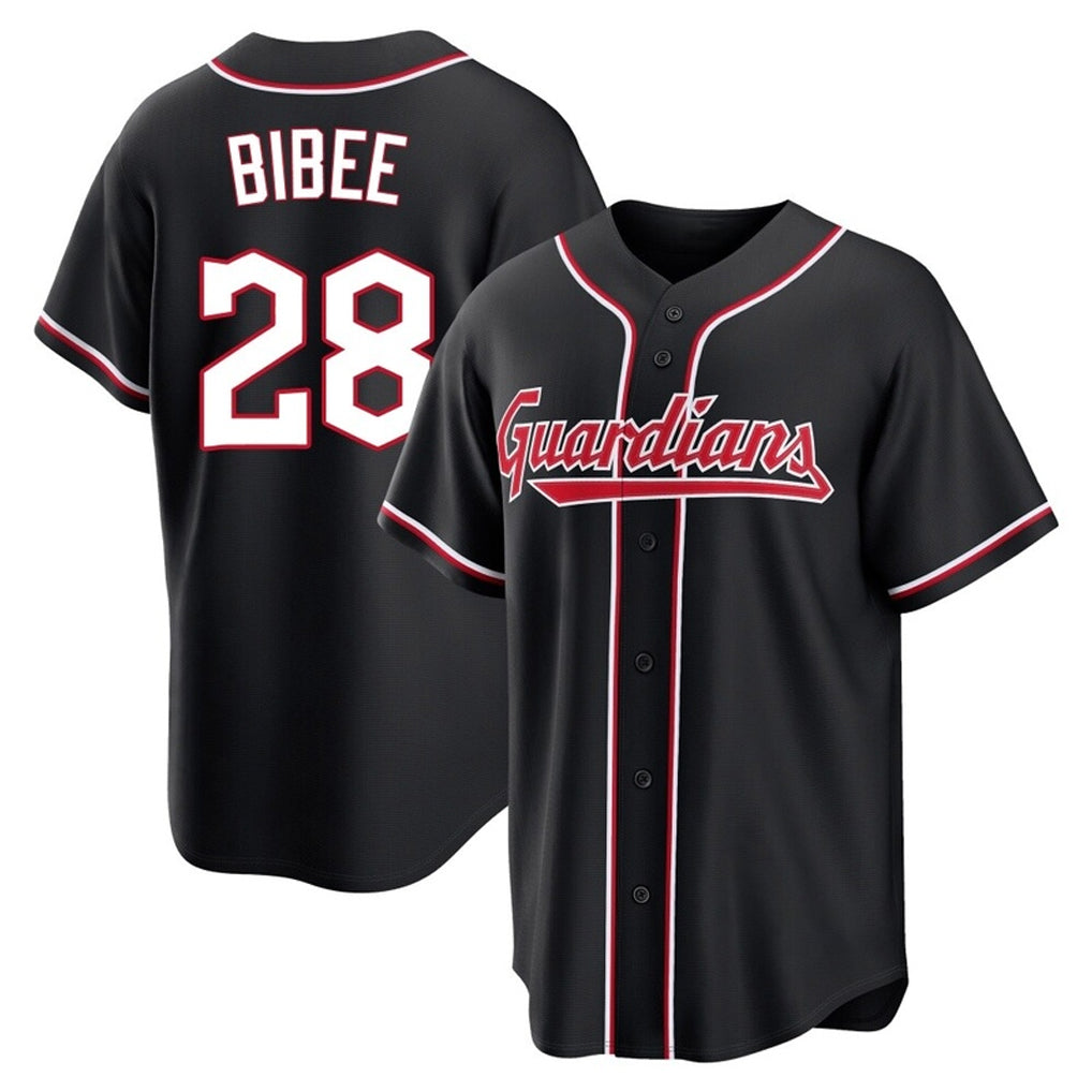 C.Guardians #28 Tanner Bibee Player Black Fashion Out Home Game Gdoa Stitched Jerseys