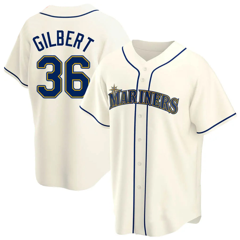 S.Mariners #36 Logan Gilbert Player Cream Home Game Gdoa Stitched Jerseys