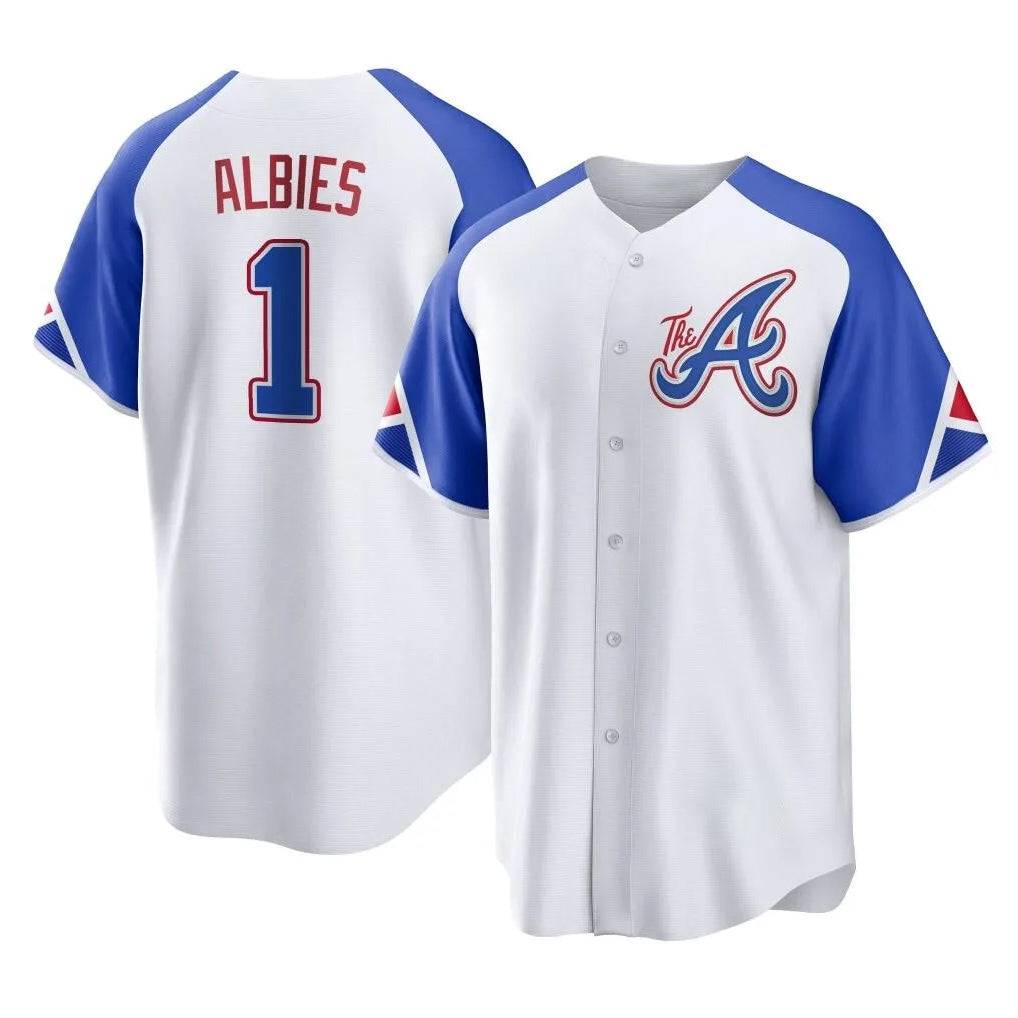 A.Braves #1 Ozzie Albies Player White City Connect Home Game Gdoa Stitched Jerseys
