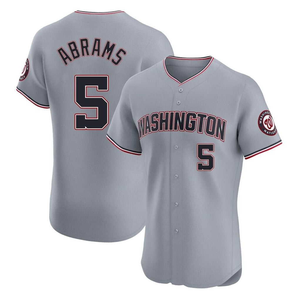 W.Nationals #5 CJ Abrams Player Gray Elite Road Replica Stitched Jerseys