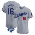 LA.Dodgers #16 Will Smith Player Gray World Series Meet Limited Elite Home Gdoa Stitched Jerseys