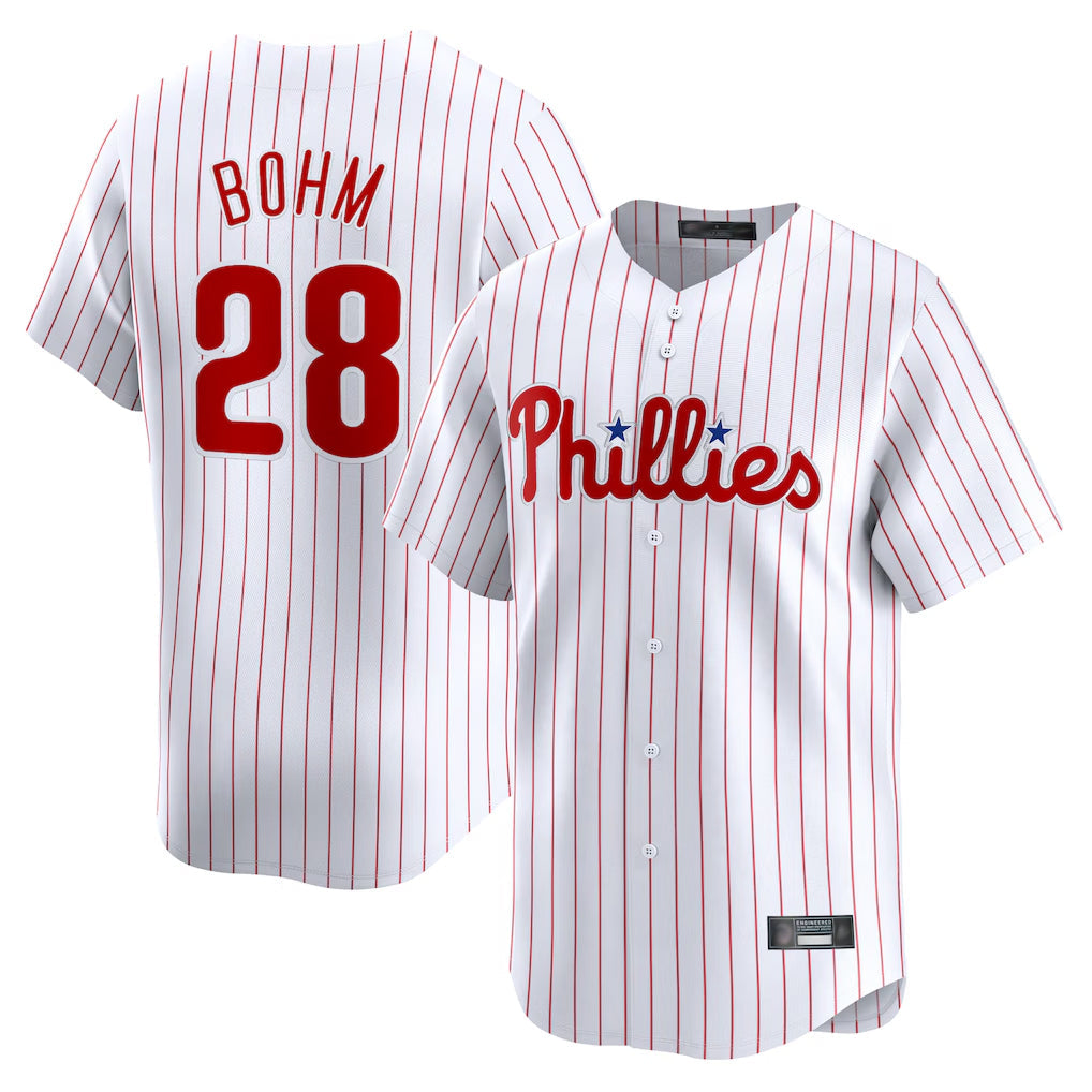 P.Phillies #28 Alec Bohm Player White Home Limited Stitched Jerseys