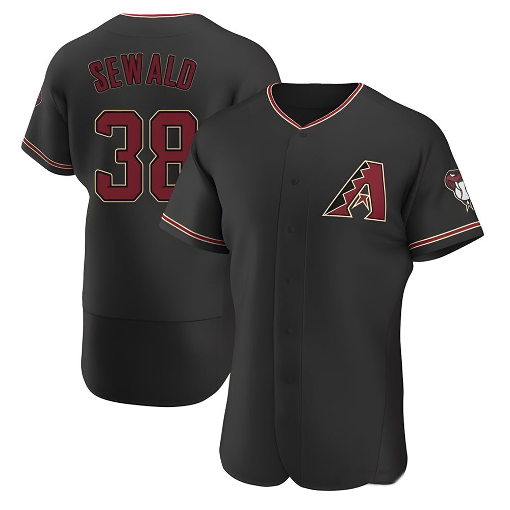 A.Diamondbacks #38 Paul Sewald Player  Black Alternate Authentic Stitched Jersey