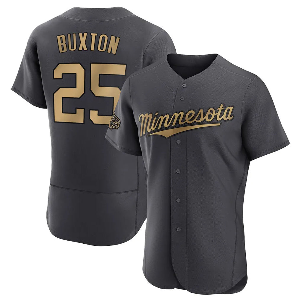 M.Twins #25 Byron Buxton Player Charcoal All-Star Limited Elite Home Gdoa Stitched Jerseys