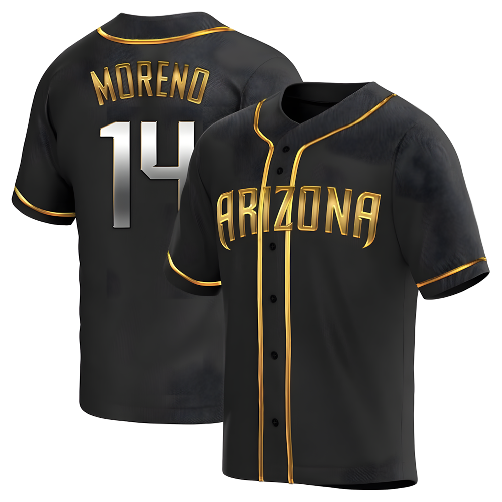A.Diamondbacks #14 Gabriel Moreno Player Black Golden Replica Alternate Stitched Jerseys