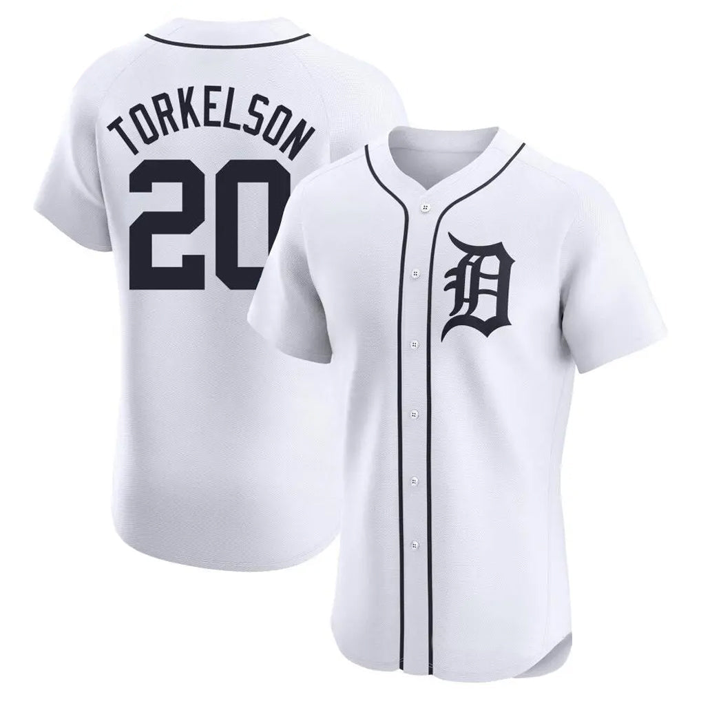 D.Tigers #20 Spencer Torkelson Player White Limited Elite Home Gdoa Stitched Jerseys
