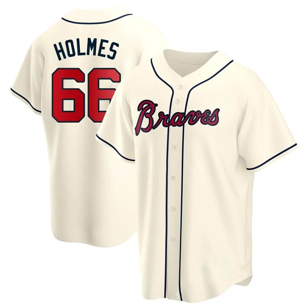 A.Braves #66 Grant Holmes Player Cream Replica Alternate Stitched Jerseys