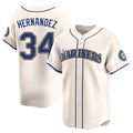 S.Mariners #34 Felix Hernandez Player Cream Home Limited Gdoa Stitched Jerseys