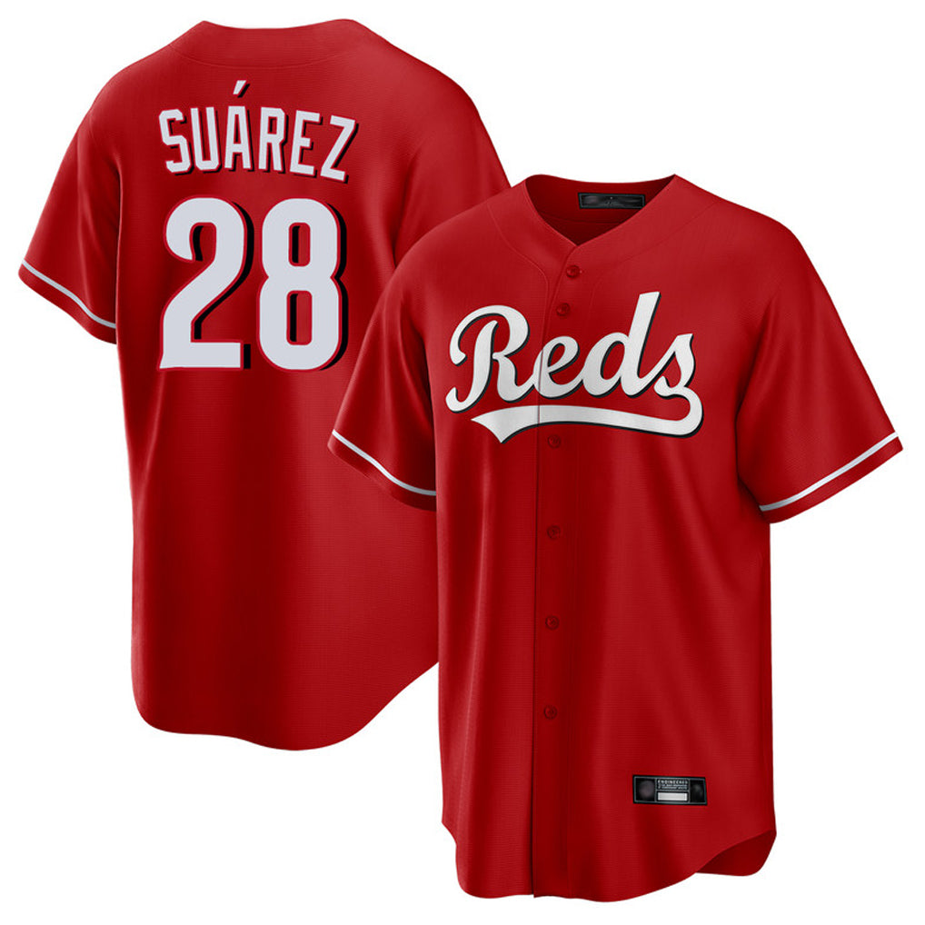 C.Reds #28 Eugenio Su¨¢rez Player Red Home Game Gdoa Stitched Jerseys
