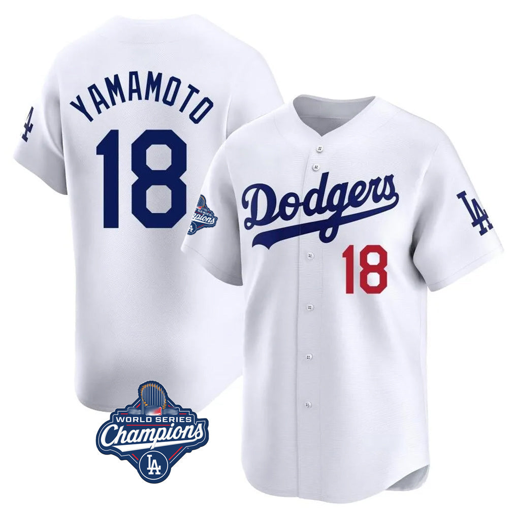 LA.Dodgers #18 Yoshinobu Yamamoto Player White World Series Meet Limited Home Gdoa Stitched Jerseys