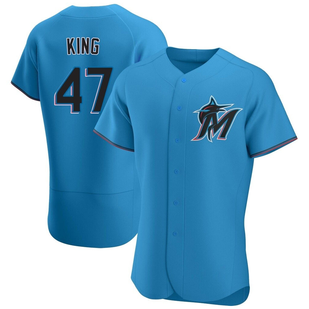 M.Marlins #47 John King Player Blue Home Limited Elite Gdoa Stitched Jerseys