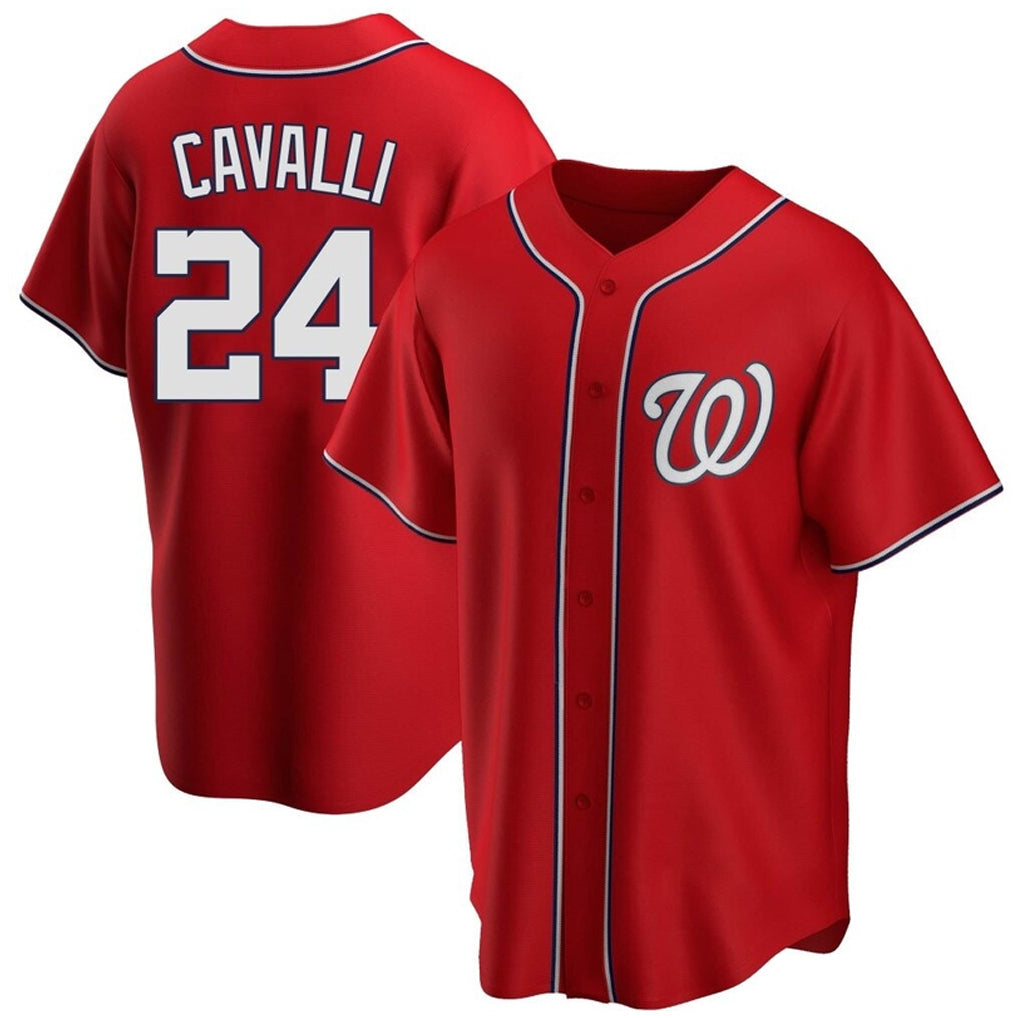 W.Nationals #24 Cade Cavalli Player Red Replica Game Stitched Jerseys