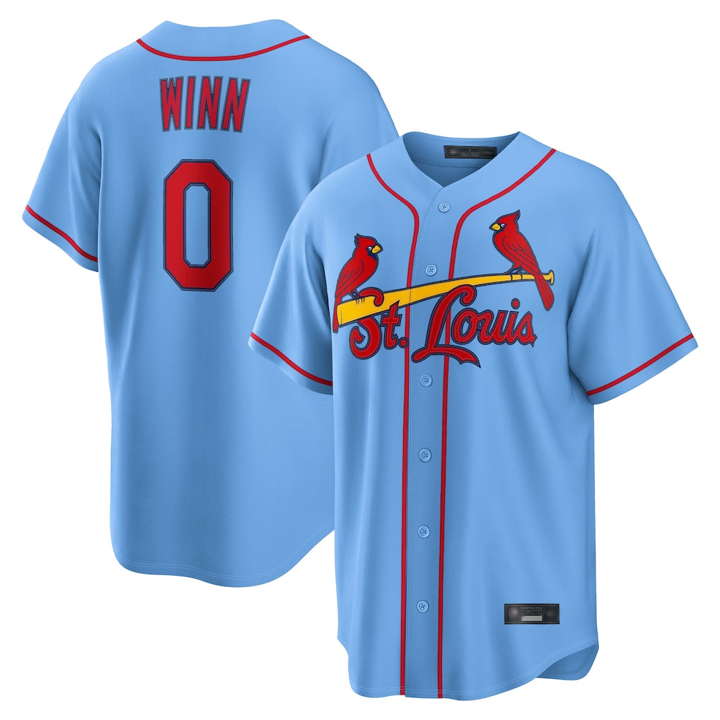 St. Louis Cardinals #0 Masyn Winn Player Light Blue  Home Game Gdoa Stitched Jerseys