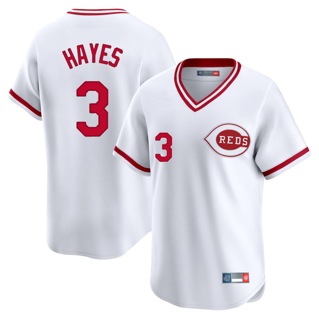 C.Reds #3 Ke'Bryan Hayes Player White Cooperstown Collection Limited T-shirt Home Gdoa Stitched Jerseys