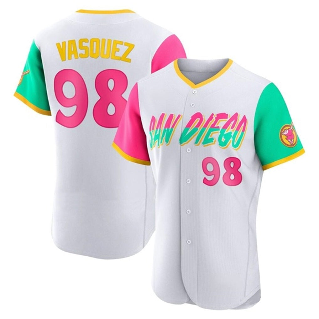 S.Diego Padres #98 Randy Vasquez Player White City Connect Home Limited Elite Stitched Jerseys