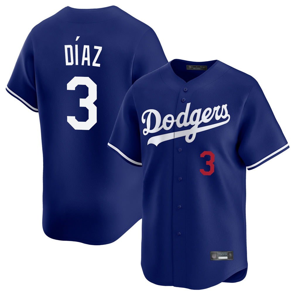 LA.Dodgers #3 Edwin D¨ªaz Player Royal Limited Home Gdoa Stitched Jerseys