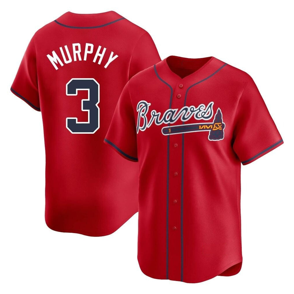 A.Braves #3 Dale Murphy Player Red Limited Home Game Gdoa Stitched Jerseys
