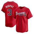 A.Braves #3 Dale Murphy Player Red Limited Home Game Gdoa Stitched Jerseys