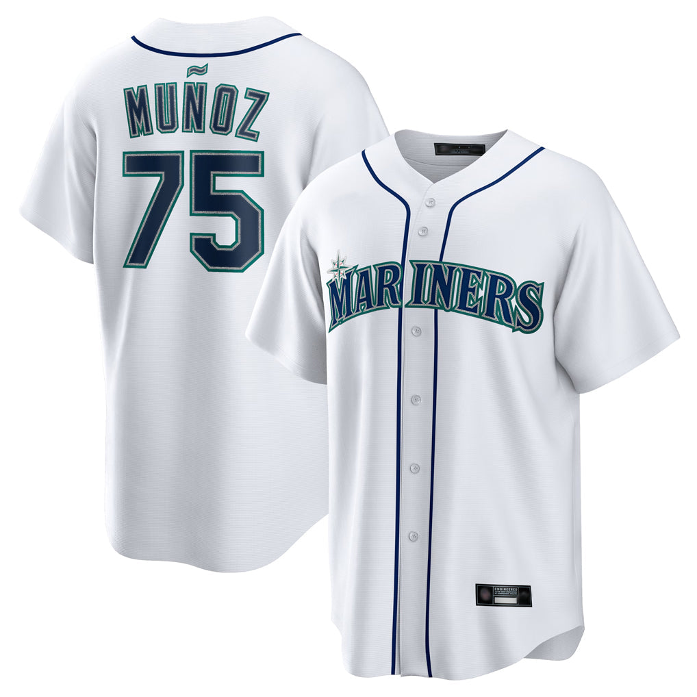 S.Mariners #75 Andres Munoz Player White Home Game Stitched Jerseys