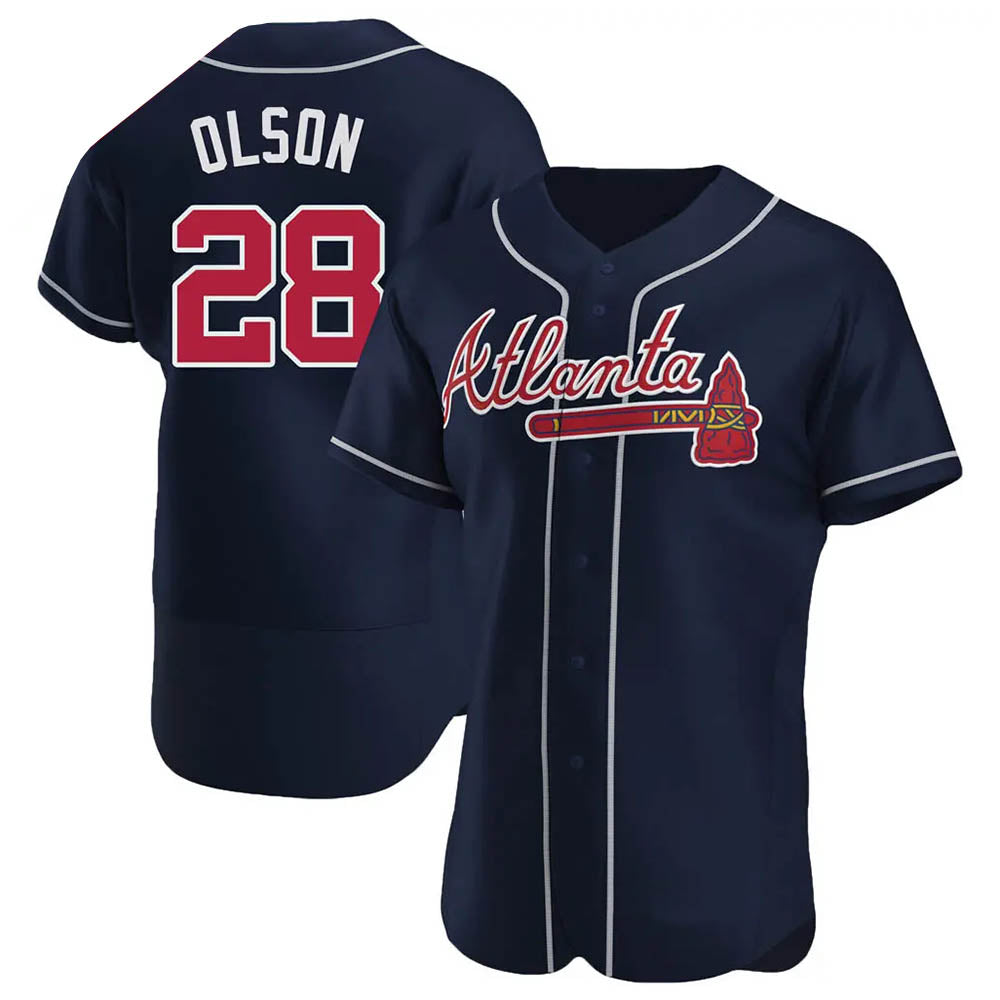 A.Braves #28 Matt Olson player Navy Authentic Alternate Stitched Jerseys