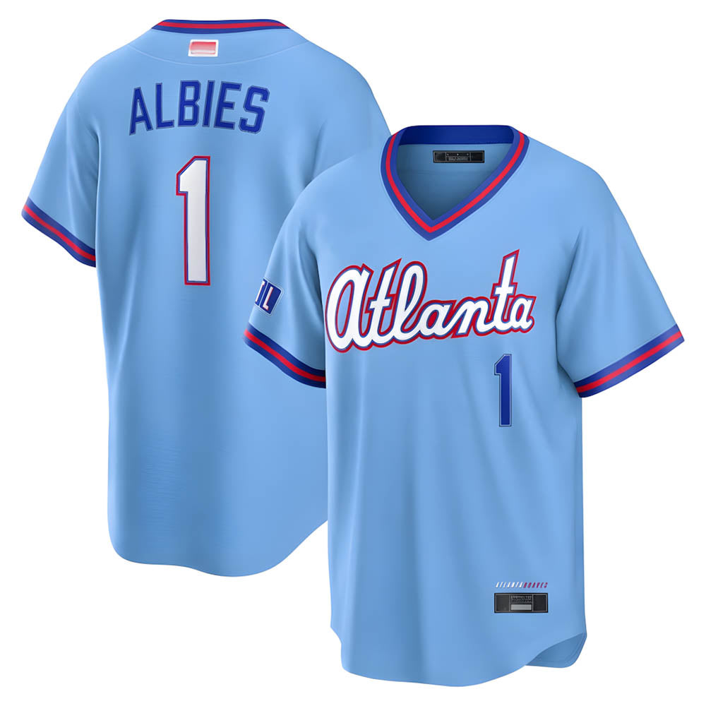 A.Braves #1 Ozzie Albies player Powder Blue 2026 City Connect T shirt Stitched Jerseys