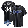 LA.Dodgers #34 Fernando Valenzuela Player Black World Series Meet Carbon Limited Home Gdoa Stitched Jerseys