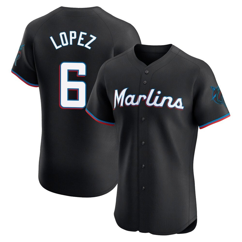 M.Marlins #6 Otto Lopez Player Black Vapor Home Limited Elite Gdoa Stitched Jerseys