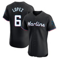 M.Marlins #6 Otto Lopez Player Black Vapor Home Limited Elite Gdoa Stitched Jerseys