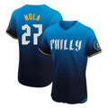 P.Phillies #27 Aaron Nola Player Blue City Connect Home Limited Elite Stitched Jerseys