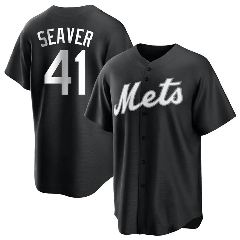 NY.Mets #41 Tom Seaver Player Black Home Game Stitched Jerseys