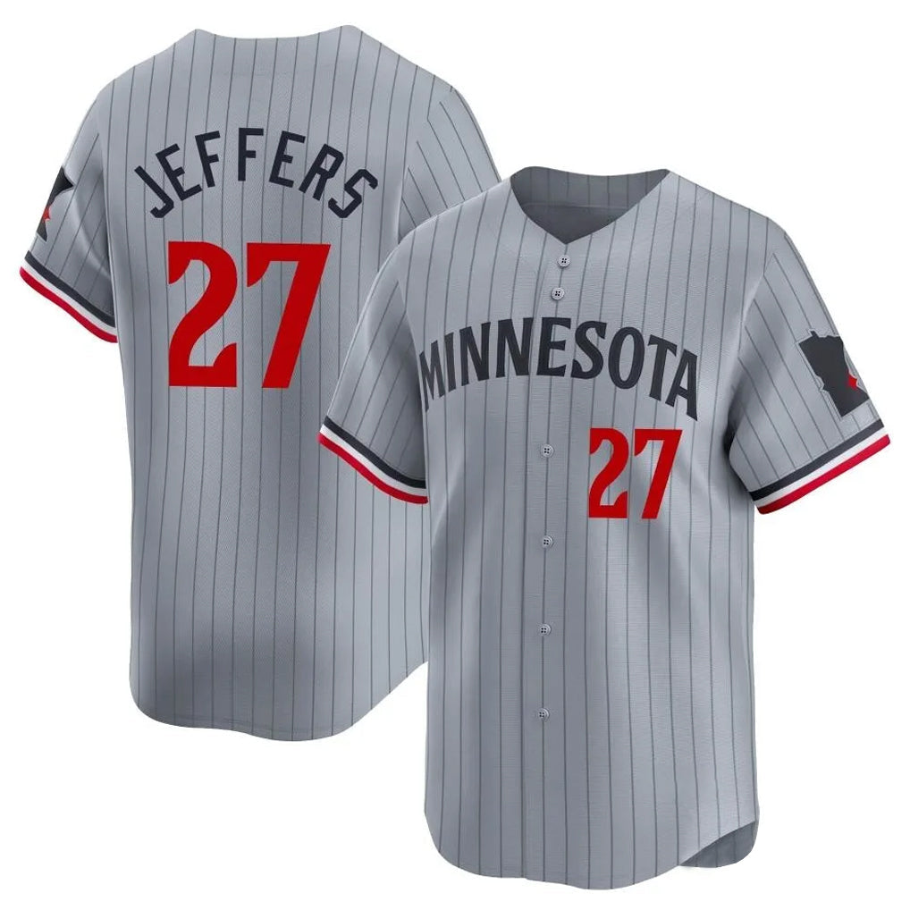 M.Twins #27 Ryan Jeffers Player Gray Home Limited Gdoa Stitched Jerseys