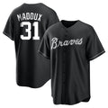 A.Braves #31 Greg Maddux Player Black Home Game Gdoa Stitched Jerseys