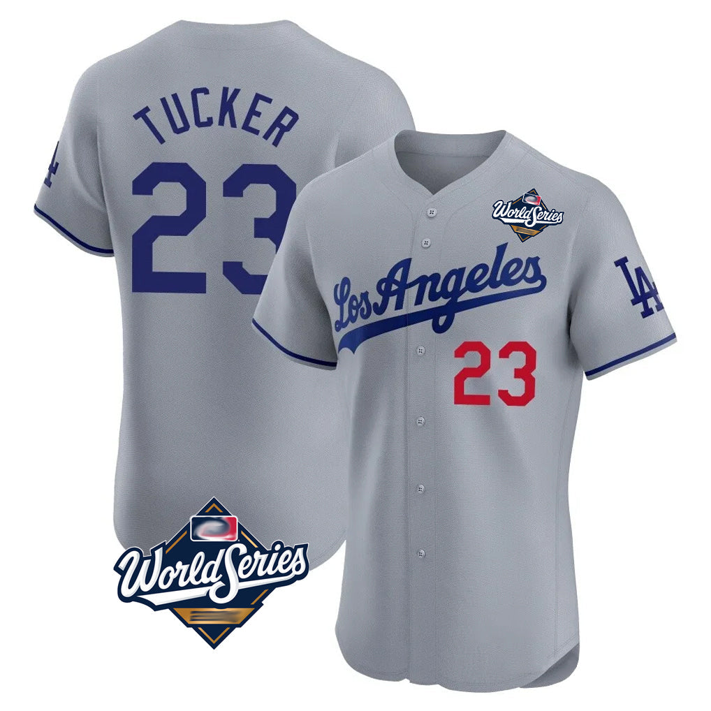 LA.Dodgers #23 Kyle Tucker Player Gray World Series Limited Elite Home Gdoa Stitched Jerseys