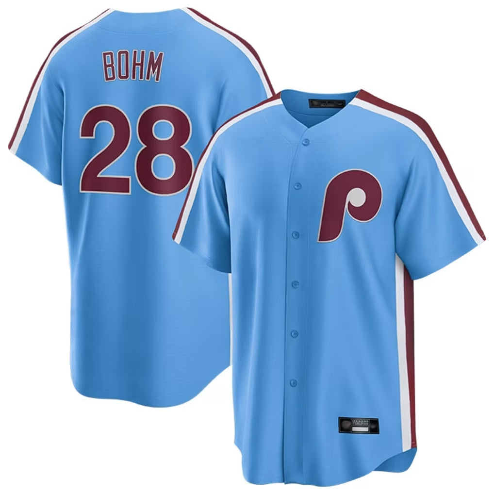 P.Phillies #28 Alec Bohm Player Light Blue Home Game Stitched Jerseys