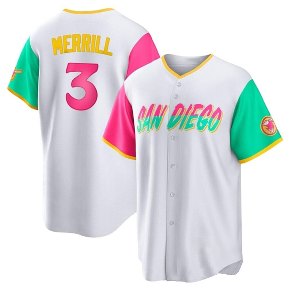 S.Diego Padres #3 Jackson Merrill Player White City Connect Home Game Stitched Jerseys