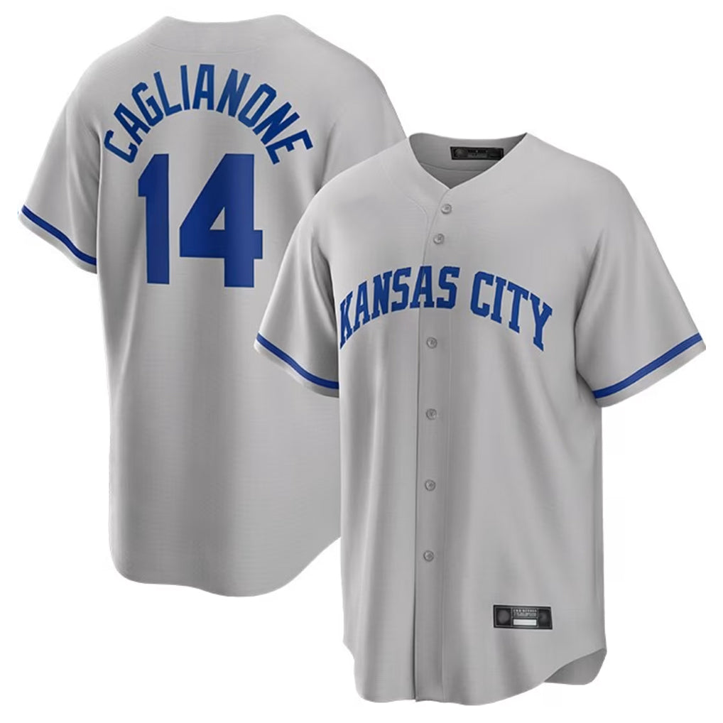 KC.Royals #14 Jac Caglianone Player Gray Game Home Gdoa Stitched Jerseys