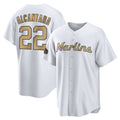 M.Marlins #22 Sandy Alcantara Player Gold  Home Game Gdoa Stitched Jerseys