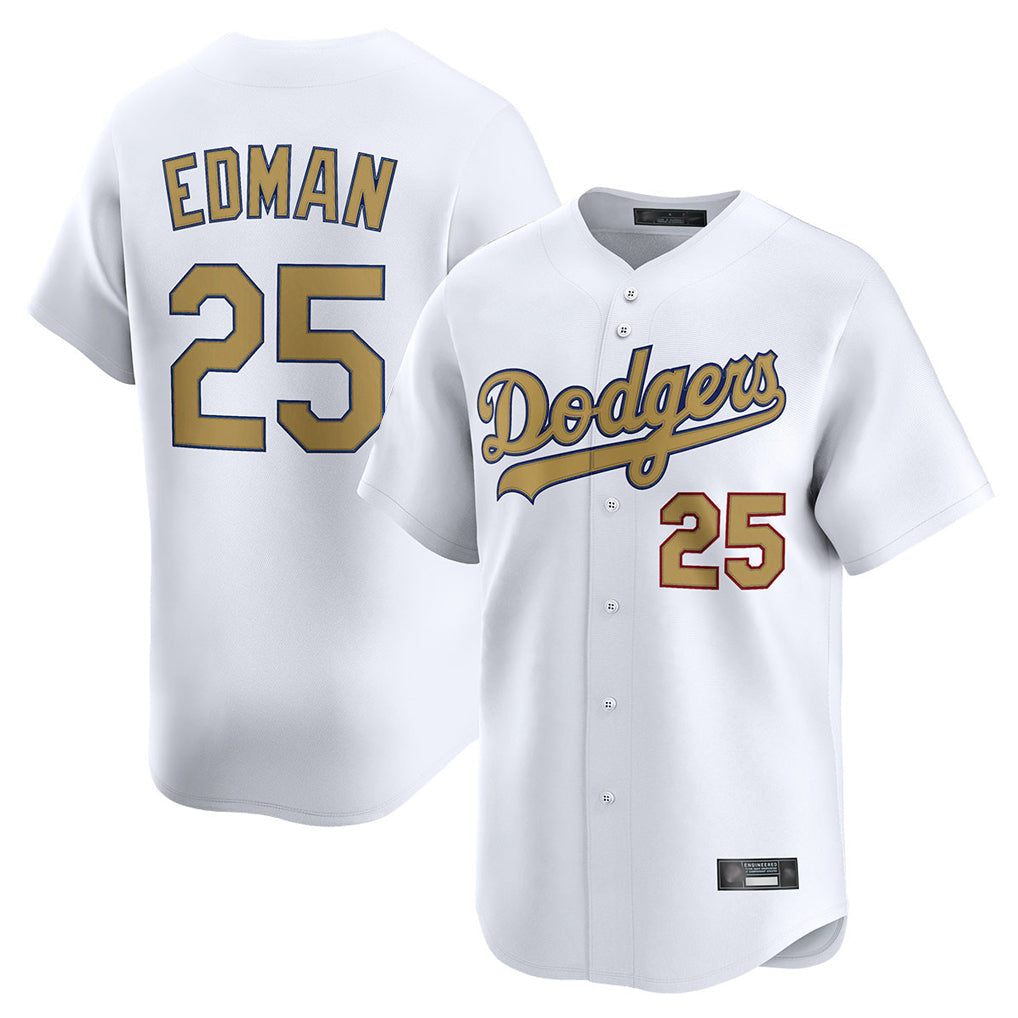 LA.Dodgers #25 Tommy Edman Player Gold Collection Limited Home Gdoa Stitched Jerseys