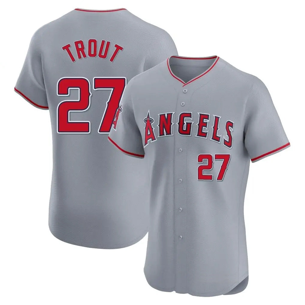LA.Angels #27 Mike Trout Player Gray Home Limited Elite Gdoa Stitched Jerseys