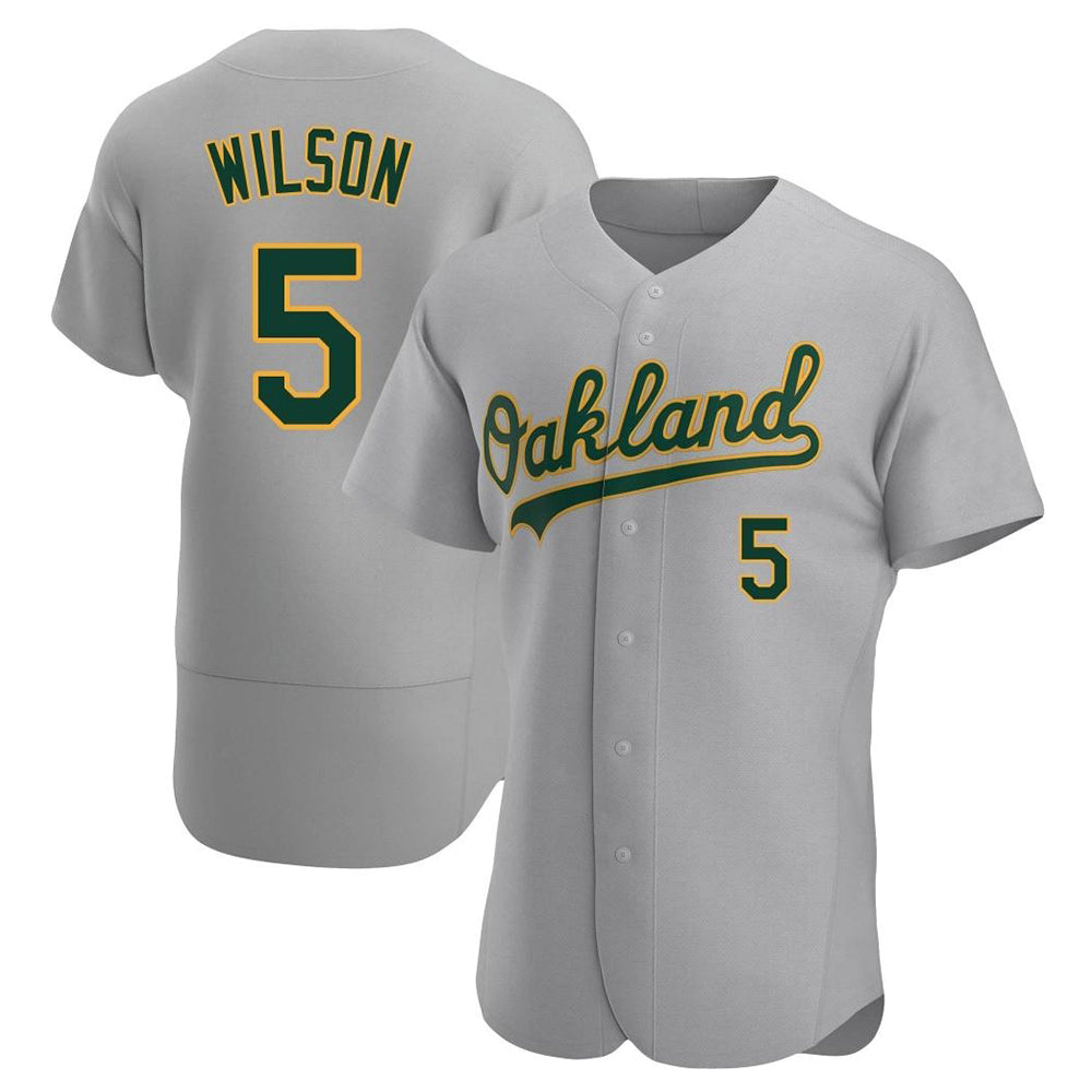 Athletics #5 Jacob Wilson Gray Authentic Road Stitched Jersey