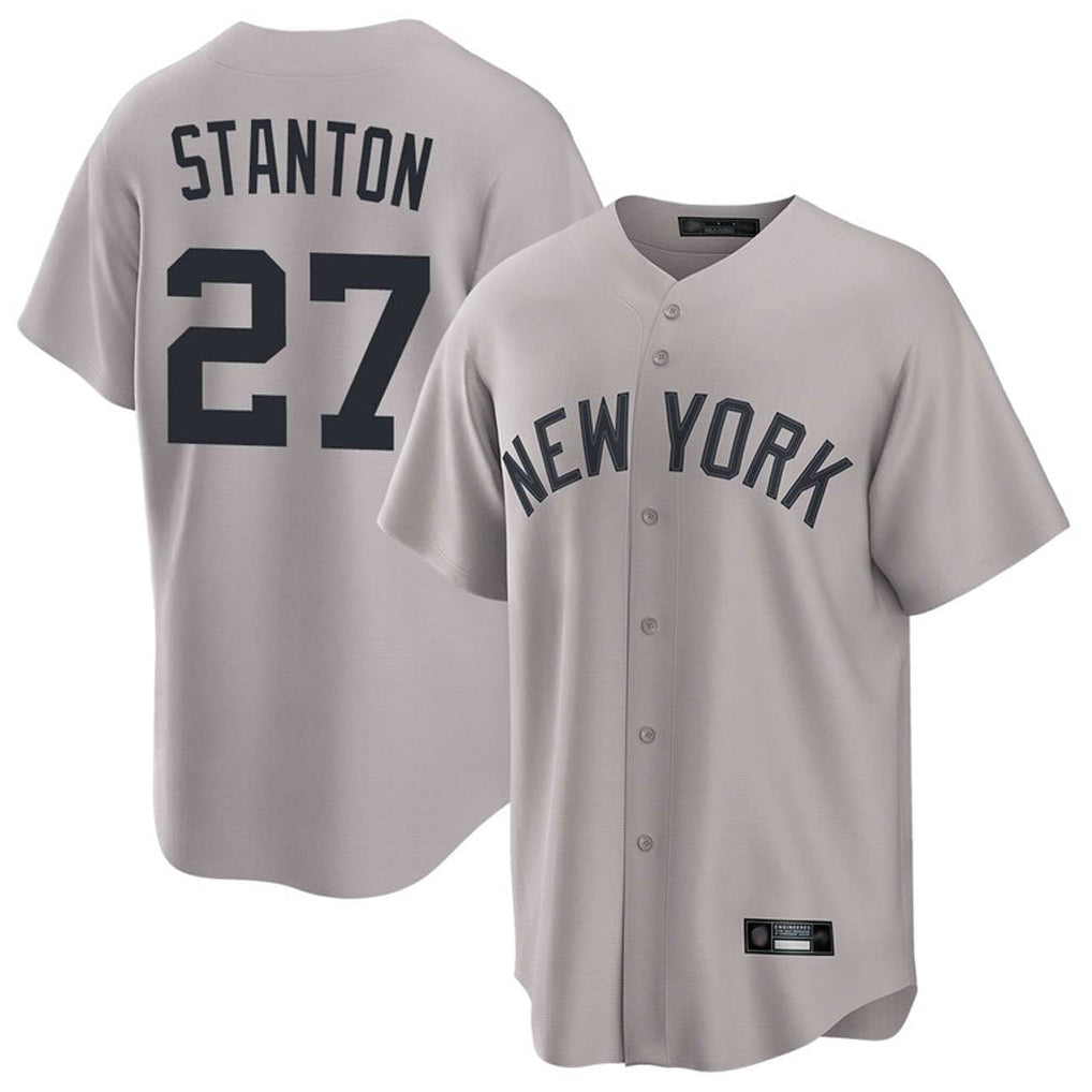 NY.Yankees #27 Giancarlo Stanton Player Gray Game Home Stitched Jerseys