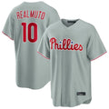 P.Phillies #10 J.T. Realmuto Player Gray Home Game Stitched Jerseys