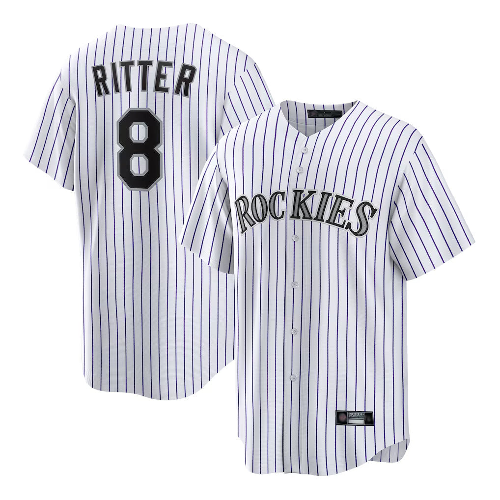 C.Rockies #8 Ryan Ritter Player White Game Home Gdoa Stitched Jerseys