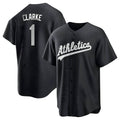 Athletics #1 Denzel Clarke player Black&White Replica Stitched Jersey